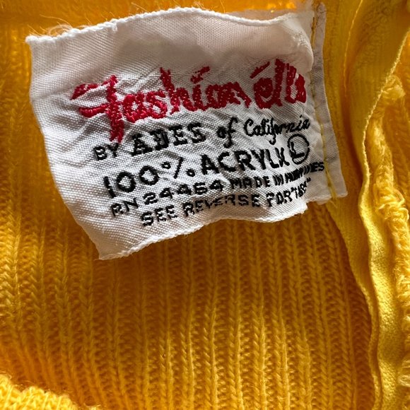 70's Bright Yellow Sweater - Embroidered Flowers - Pullover - Womens - Size Lar - Picture 11 of 11